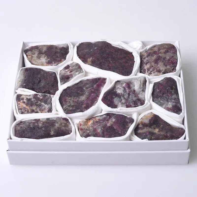 Hongzhuo Natural Gemstone Raw Crystal Stone Plum Tourmaline Mineral Specimen Set