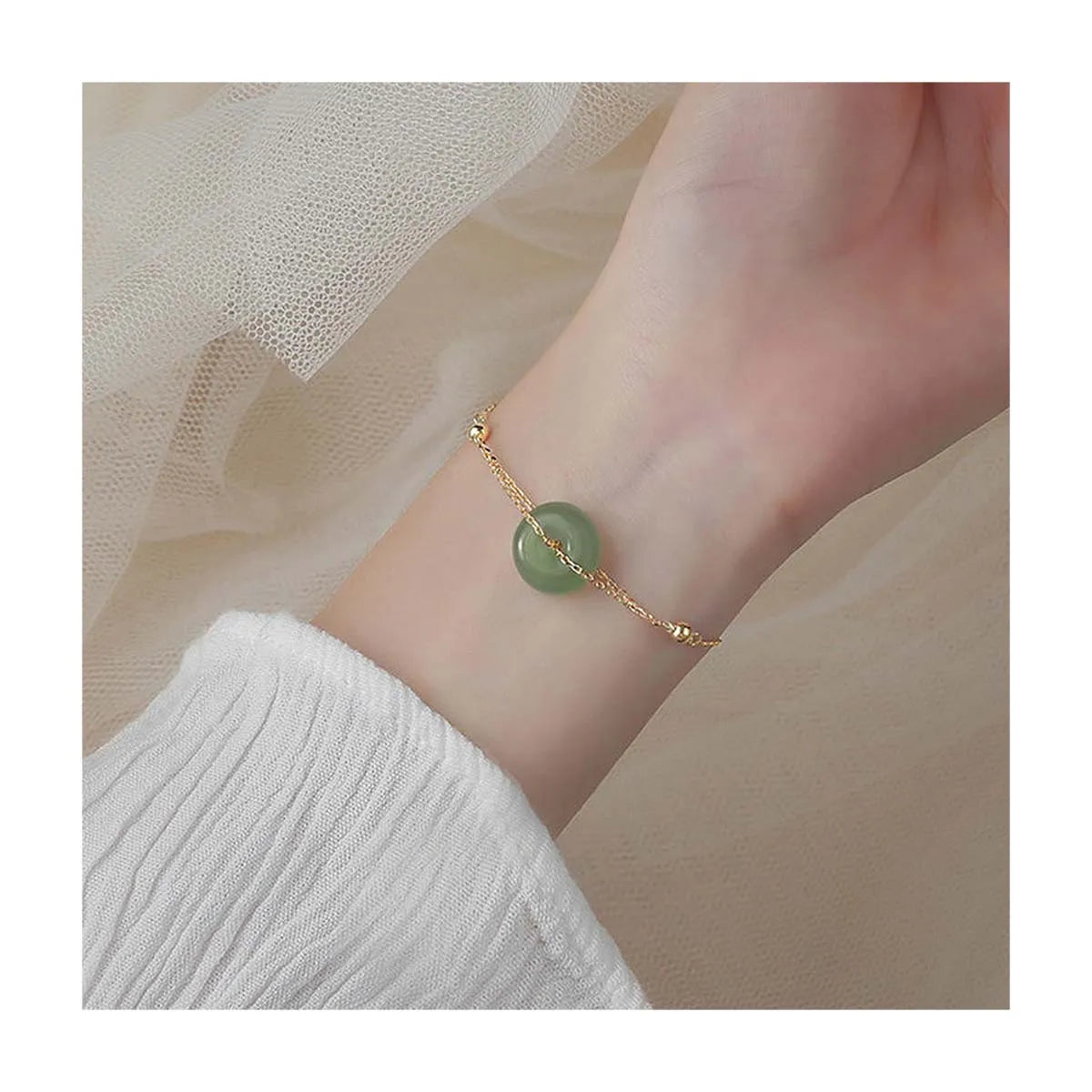 Dainty Green Jade Bracelet Adjustable Hetian Jade Bracelet