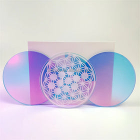 4 Holographic Acrylic Coasters Blank Custom Cork Wood Game Drinks Anime Coaster Laser Engraved Design Plastic Gold Coaster