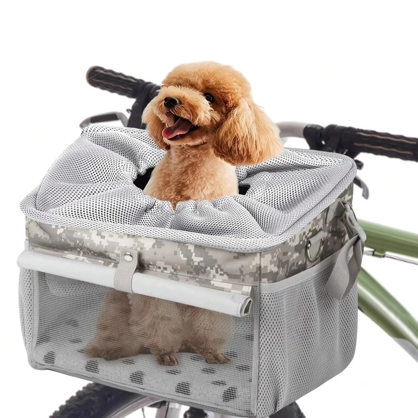 Dog Bike Basket Small Medium Pets for with Breathable Mesh Removable Front Handlebar
