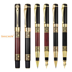 Custom Luxury Metal Pen for Men Executive Black Rose Gold Fountain Ballpoint Logo Printed 1.0mm Writing Width Sports Body Type