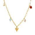 Fashion Creative Design Sense Fashion Accessories Women Titanium Steel Link Chain Love Heart Pendent Necklace With Pearl