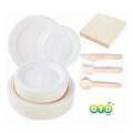 Wholesale Printed  Disposable Plates 100% Compostable Paper Plates Disposable White Bagasse Plate  Natural Sugarcane Fibers