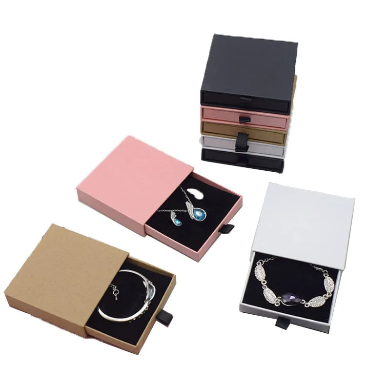 OEM Elegant Rectangle Black Custom Logo Gift White Brown Drawer Jewelry Paper Box with Paper Sleeve Recycled Materials for Watch