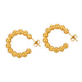 Fashion Retro Design Sense Titanium Steel Gold-plated Ball Link C-shaped Geometric Earring Jewelry Wholesale for Women