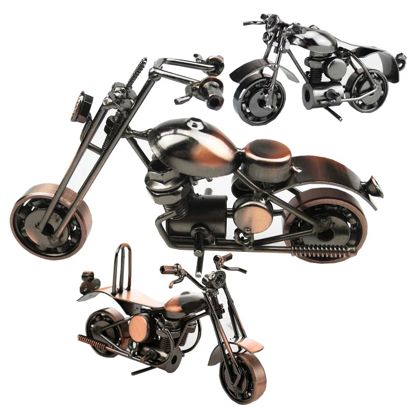 Metal Motorcycle Model Figurine for Boys Birthday Gifts Iron Motorbike Toy Motor Crafts Home Desktop Decorations