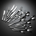 Modern Style Royal High-End Silver Luxury 18/10 Stainless Steel Cutlery Set Gold Detail Handle for Wedding Parties Restaurants