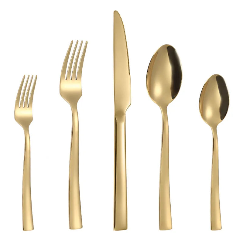 Hot Selling Luxury 18/10 Stainless Steel Golden Flatware Set Knife Fork Spoon Gold Plated Cutlery Set for Wedding