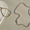 2023 Dazan New Ins Wholesale PVD 18k Gold Plated 316l Stainless Steel Cubic Circonia  White Tennis Chain Bracelet Necklace Women