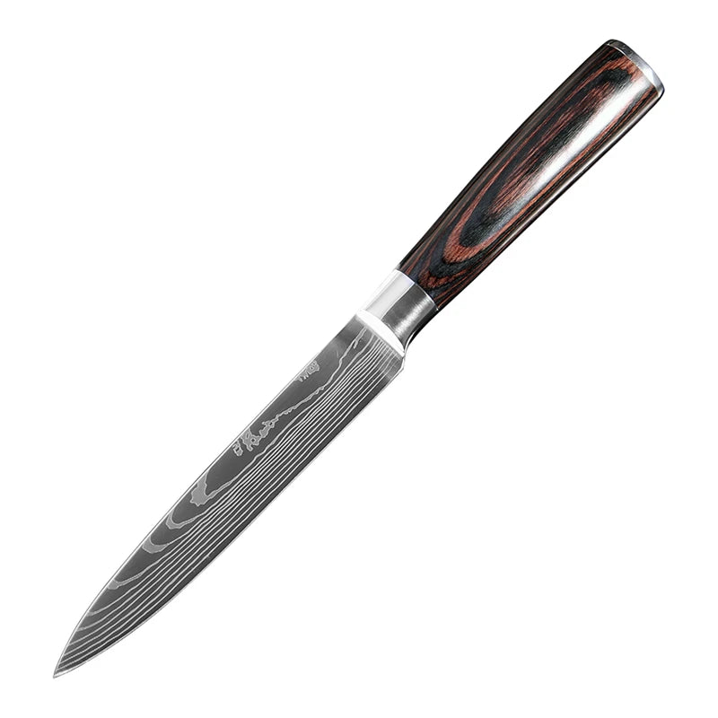 XITUO Utility Knife 5 Inch Stainless Steel Sharp Paring Knives Cut Vegetables Laser Damascus Pattern Kitchen Steak Knives