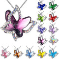 12 Color Butterfly Birthstone Crystal Pendant Necklace for  Women Girls Mothers Day Anniversary Birthday Christmas Gifts Jewelry