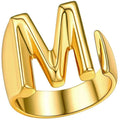 Copper 18k Gold Plated Romantic Geometric Initial Adjustable Ring for Unisex Wedding Engagement