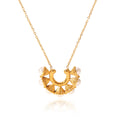 New Vintage U-Shaped Stainless Steel Petunia Pearl Pendant Necklace 18K Gold Plated Clavicle Chain Necklace Non Tarnish
