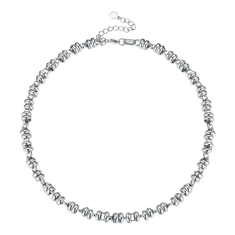 Fashion Simple High Polished Stainless Steel Jewelry Wide Ring Chain Circle Link Chain for Women Necklace P203181