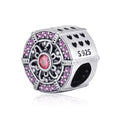 Wholesale DIY Jewelry Bulk S925 Sterling Silver Pink Zircon Blossom Flower Charm Beads
