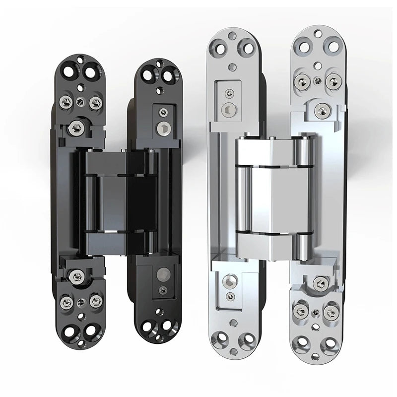 6 Inch Hidden Door Hinges Invisible Concealed Zinc Alloy 180 Degree Swing Hinge 3 Way Adjustable Silent Butt Hinge