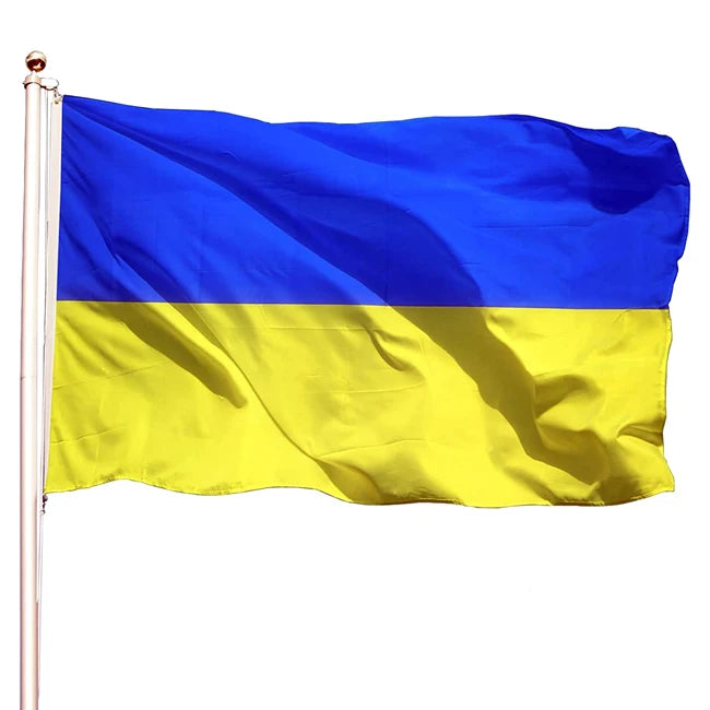 Factory Wholesale 75D Double-sided Thickened 100% Polyester Waterproof Outdoor Flag Ukraine Flag
