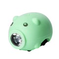 Cartoon Piggy-Shaped LED Bicycle Front Light with Horn Battery-Powered Bike Headlight Flashlight for Folding Bikes