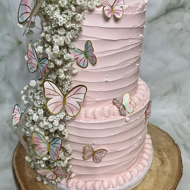 DAMAI Creative Design Paper Butterfly Cake Topper Golden 3D Butterfly for Birthday Wedding Cake Decorations Supplies