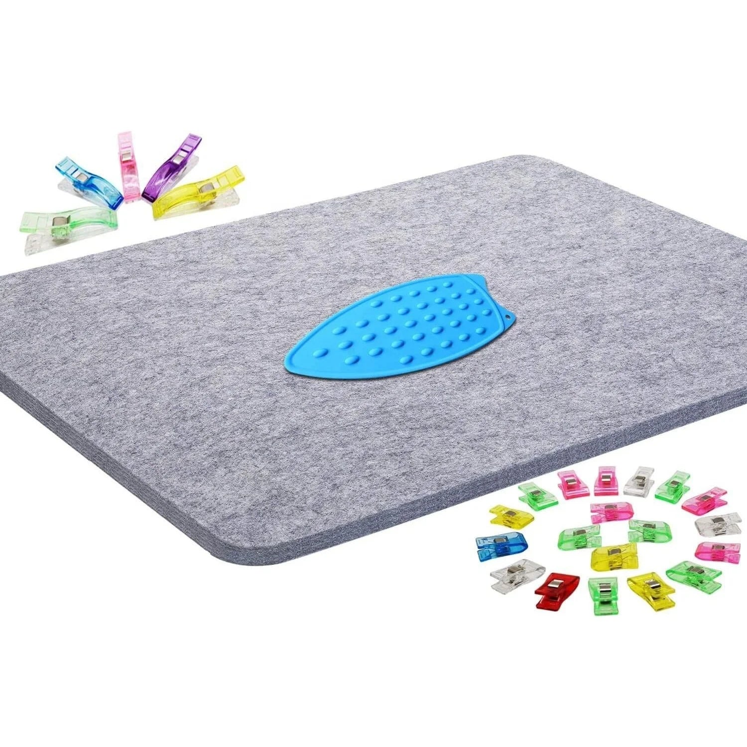 Perfect Gift 17"x13.5" Wool Ironing Mat for Quilting Sewing and Other DIY Crafts with SEWING CLIPS