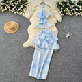Holiday Wear With Female Sweet Gentle Wind Halter Strap Top High-waisted Slim-fit Skirt