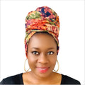 DIY Fashion Tie-Dye Bandanas Turban for Women African Print Head Scarf Floral Decor 2 in 1 Scarf Turban TJM-24/A