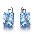 Classic Emerald Earring Handmade Jewelry Rhodium Plating Cubic Zircon Bezel Setting Stud Earrings for Women