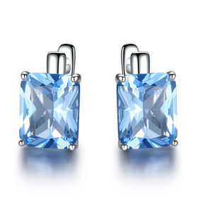 Classic Emerald Earring Handmade Jewelry Rhodium Plating Cubic Zircon Bezel Setting Stud Earrings for Women