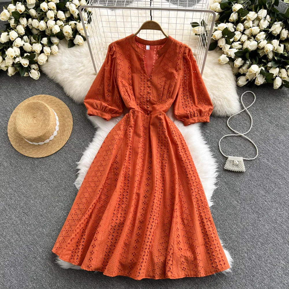 Women Fashion Dresses Women Lady Elegant Bodycon Dress Floral Lace Pleated Long Sleeve Dress