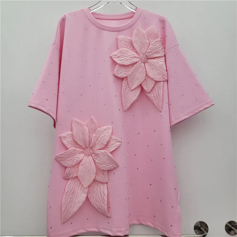 Boutique Wholesale 2025 Summer New Fashionable Round Neck Design Loose Short Sleeved Women's T-shirt