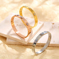 8mm Waterproof Titanium Cubic Zircon Blue Turkish Eye Open Bangle IP 18k Gold No Fade 316L Stainless Steel Evil Eyes Cuff Bangle