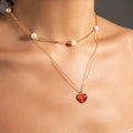 Tendencias New 18K Gold Plated Stainless Steel INS - Style Agate Necklace - Stylish Heart - Shaped Summer Pendant Jewelry