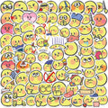 80PCS Freehand funny emoticon cute cartoon smile yellow face sticker