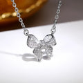 CAOSHI Sweet Knot Bow Pendant Necklace Women CZ Fulled Silver Plated Cubic Zirconia Ladies Butterfly Wedding Necklaces Jewelry
