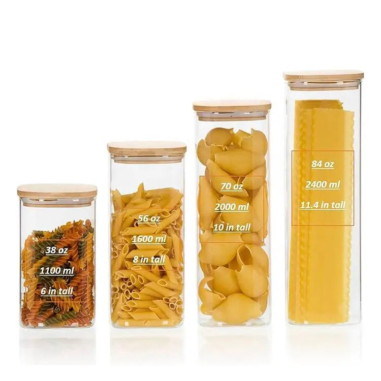 Best Selling Transparent Kitchen Storage Bottles Food Ingredient Candy Biscuit Glass Jars Containers High Borosilicate Glass Jar