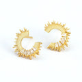 YHE0433 Wholesale Fine Stud Earrings S925 Sterling Silver Dropshipping Supplier Sunburst Design