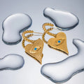 New Design Stainless Steel Hoop Earrings Evil Eyes Pendant C Shape Gold Plated Earrings for Women Gift