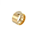 2025 Hiphop Wide Band Stainless Steel Ring for Women 18K Gold Plated Inlaid Zircon Personalize Fine Jewelry Minimalist Luxury