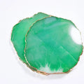 HZ Quartz Coaster Crystal Stone Green Aventurine Jade Slice Coaster with Gold Trim Crafts