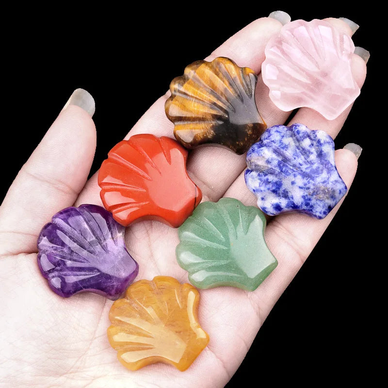 Natural Crystal Agate Shell 30mm Hand-Carved DIY Ornament Semi-Precious Gemstone with Engraving for Seascape Micro Landscape