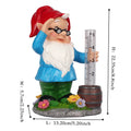 Garden Gnome Rain Gauge with Red Hat and Magnifying Glass Colorful Resin Weather Station with Measurement Tube for Yard Decor