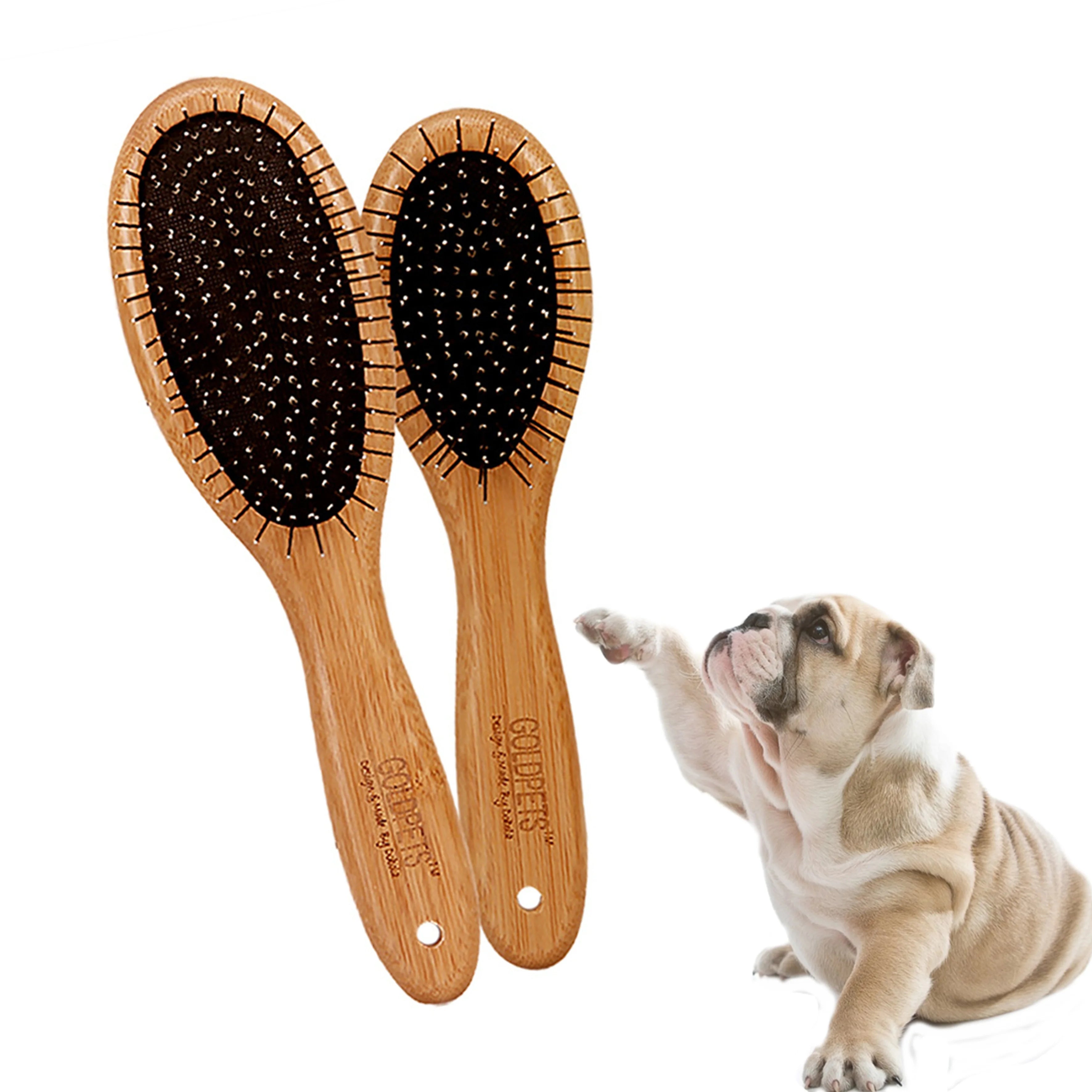 Baoli ODM Cepillo Para Perro M 60x220mm Bamboo Pin Brush with Stainless Pin Steel Massage Cat Brush Dog Grooming Pet Brush