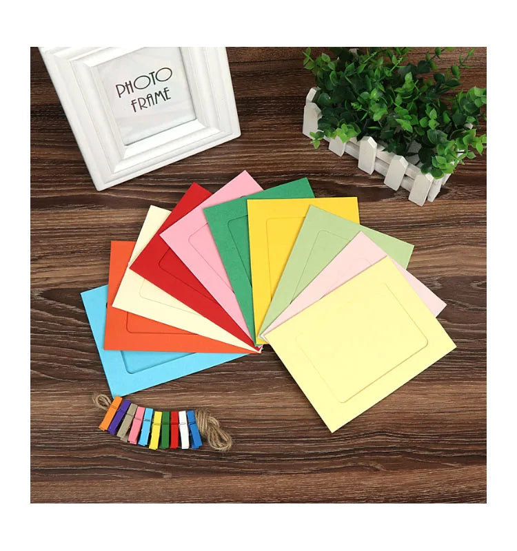 10pcs Multi Color 3inch Hanging Paper Picture Photo Frame Photo Display Frames for DIY Home School Office Decor