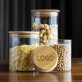 300ml Borosilicate Glass Cylinder Jar With Bamboo Lid for Kitchen Storage of Snacks Tea Leaves Coffee Candy Containers