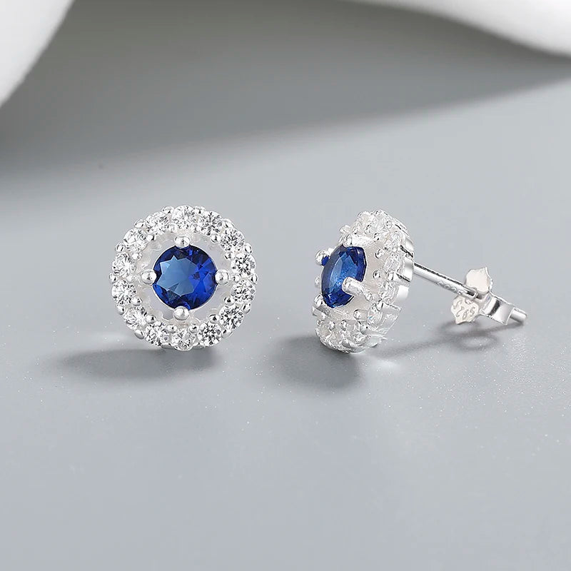 Fashion High Quality Round Aaa Cubic Zirconia S925 Sterling Silver Plated Round Stud Earrings for Women Wholesale Jewelry