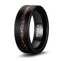 POYA Koa Wood Tungsten Ring Galaxy Sandstone Copper Brass Shavings Inlay 8mm Wedding Band for Men