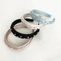 Pleated Fabric Scrunchy Hairband With Pearl Solid Color Wide-Brimmed Fabric Headband Crumpled Pearls Braid Hair Hoop for Girls