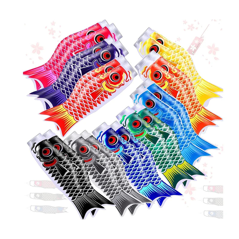 Colorful Koinobori Japanese Carp Windsock Sublimation Pennant Flag Hanging Decor with Fiberglass Flagpole