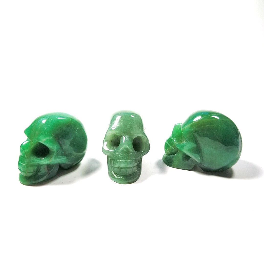 Huiying Best selling natural hand carved green aventurine stone jade skulls 2 inch craft
