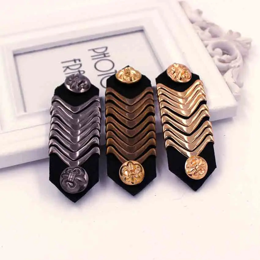High Quality PVC Embroidered Metal Badge Accessory Factory Wholesale Shoulder Decoration Epaulette Armband for Uniform Suits